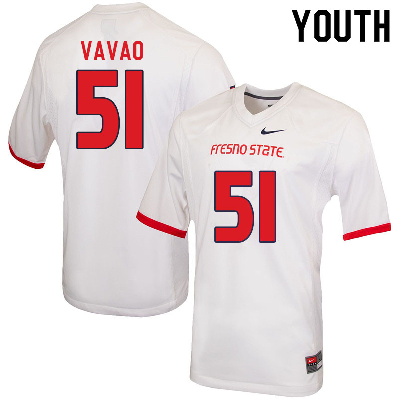 Youth #51 Mose Vavao Fresno State Bulldogs College Football Jerseys Sale-White - Click Image to Close